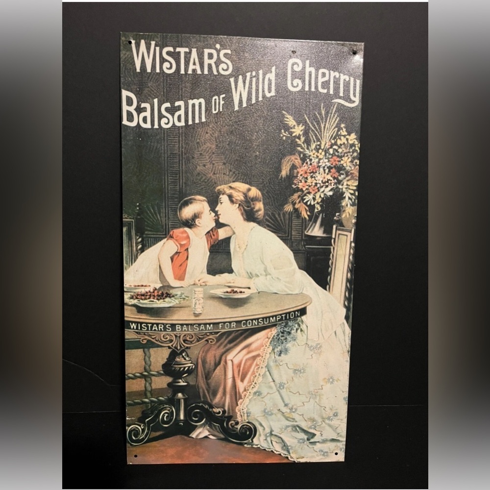 Wistar’s Balsam of Wild Cherry Sign Tin